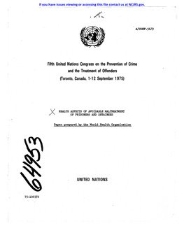 United Nations Congress on the Prevention of Crime and the Treatment of Offenders (Toronto, Canada, 1-12 September 1975)