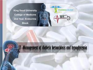 L7 -Management of Diabetic Ketoacidosis and Hypoglycemia Characters of DKA