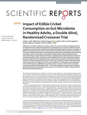 Impact of Edible Cricket Consumption on Gut Microbiota in Healthy Adults