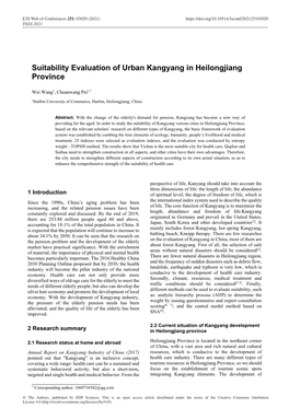 Suitability Evaluation of Urban Kangyang in Heilongjiang Province