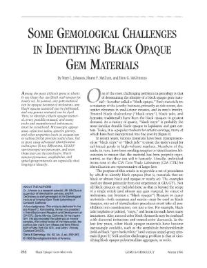 Some Gemological Challenges in Identifying Black Opaque Gem