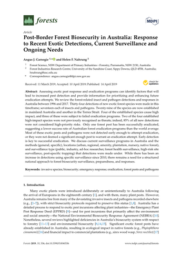 Post-Border Forest Biosecurity in Australia: Response to Recent Exotic Detections, Current Surveillance and Ongoing Needs