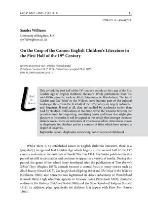 English Children's Literature in the First Half of the 19Th Century