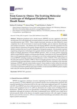 The Evolving Molecular Landscape of Malignant Peripheral Nerve Sheath Tumor