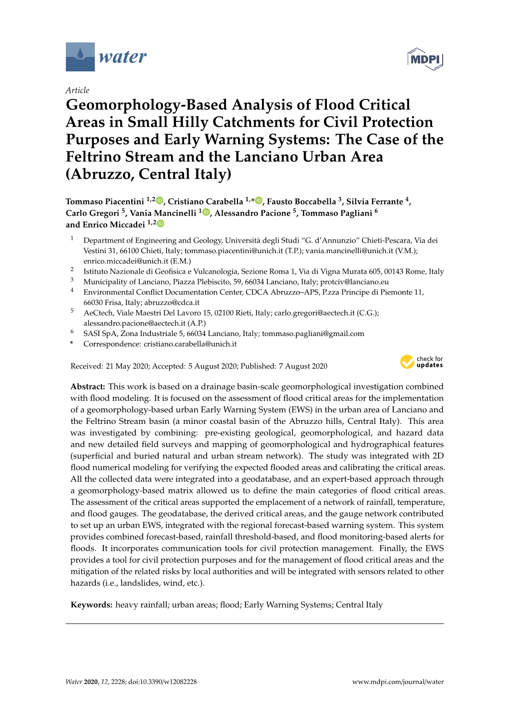 Geomorphology-Based Analysis of Flood Critical Areas in Small Hilly