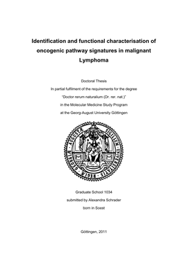 Identification and Functional Characterisation of Oncogenic Pathway Signatures in Malignant Lymphoma