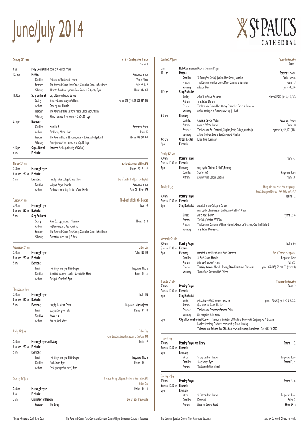 Service Schedule Beginning 22 June BASIC SHEET.Qxd