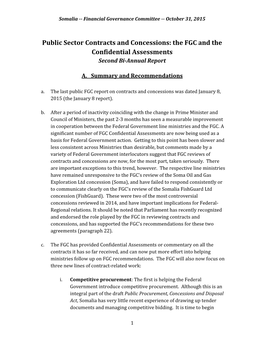 Public Sector Contracts and Concessions: the FGC and the Confidential Assessments Second Bi-Annual Report