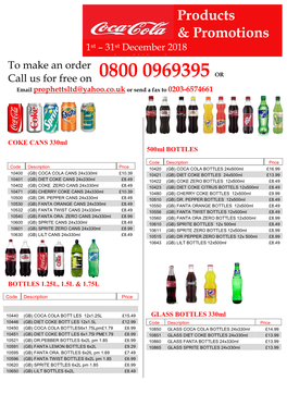 To Download Our Latest Coca Cola Price List
