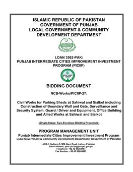 Islamic Republic of Pakistan Government of Punjab Local Government & Community Development Department