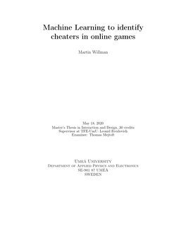 Machine Learning to Identify Cheaters in Online Games