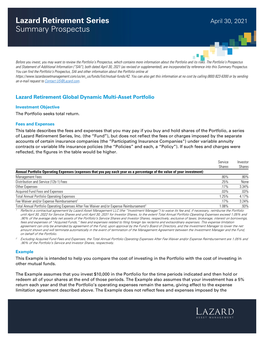 Lazard Retirement Series Summary Prospectus