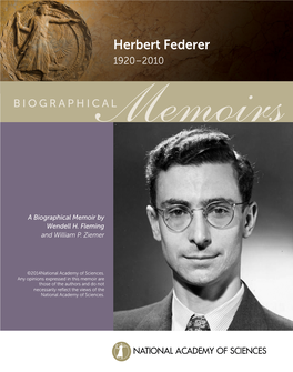Herbert Federer 1920–2010