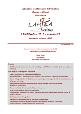 LAMPEA-Doc 2015 – Numéro 23 Vendredi 4 Septembre 2015
