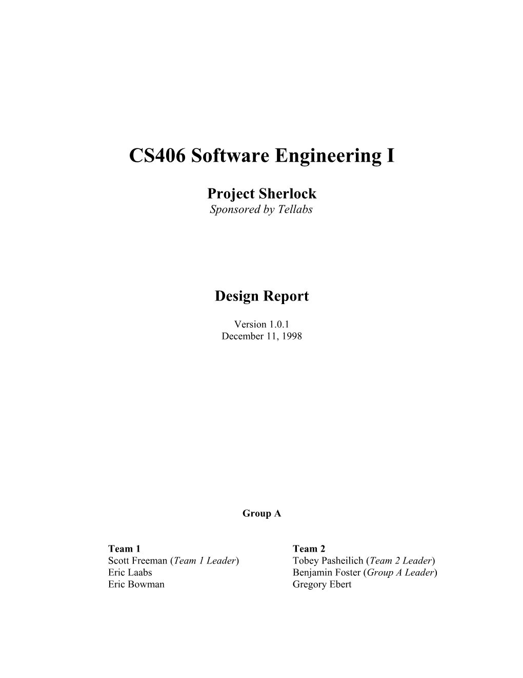 CS406 Software Engineering I