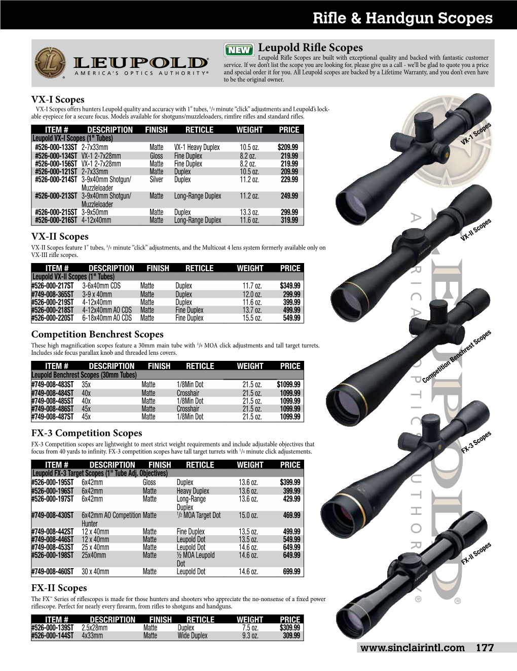 Reloading Equipment Rifle & Handgun Scopes