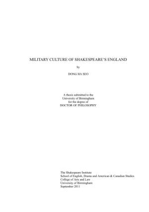 Military Culture of Shakespeare's England