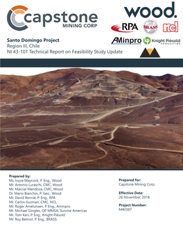 Santo Domingo Project Region III, Chile NI 43-101 Technical Report on Feasibility Study Update