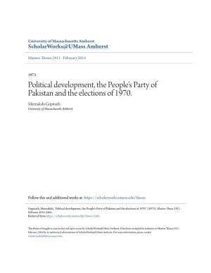 Political Development, the People's Party of Pakistan and the Elections of 1970