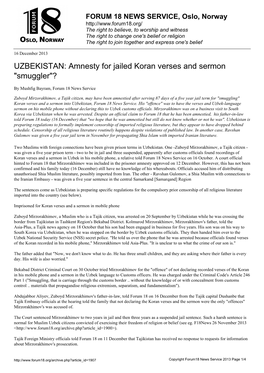 Amnesty for Jailed Koran Verses and Sermon "Smuggler"?