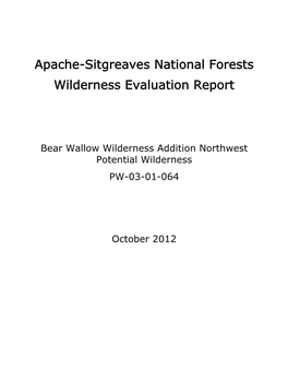 Bear Wallow Wilderness Addition Northwest Potential Wilderness PW-03-01-064