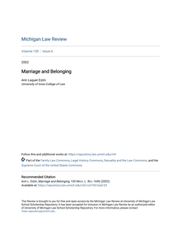 Marriage and Belonging