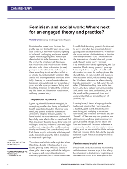 Feminism and Social Work: Where Next for an Engaged Theory and Practice?