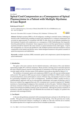 Spinal Cord Compression As a Consequence of Spinal Plasmacytoma in a Patient with Multiple Myeloma: a Case Report