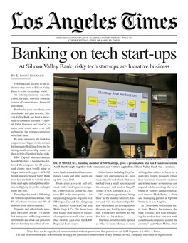Banking on Tech Start-Ups at Silicon Valley Bank, Risky Tech Start-Ups Are Lucrative Business