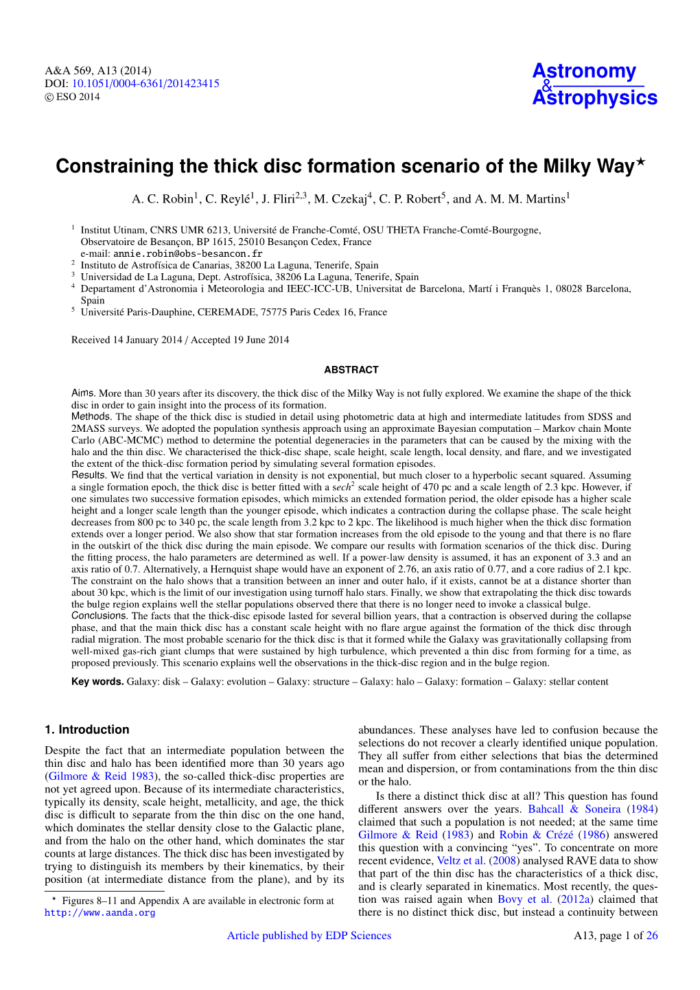 Constraining the Thick Disc Formation Scenario of the Milky Way⋆