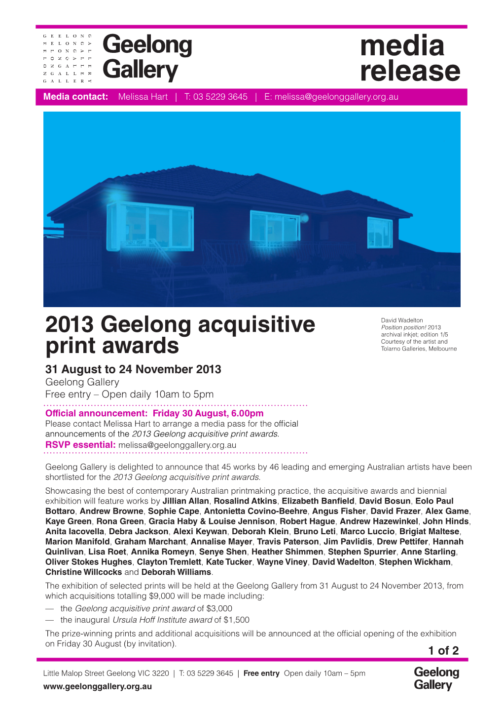 2013 Geelong Acquisitive Print Awards