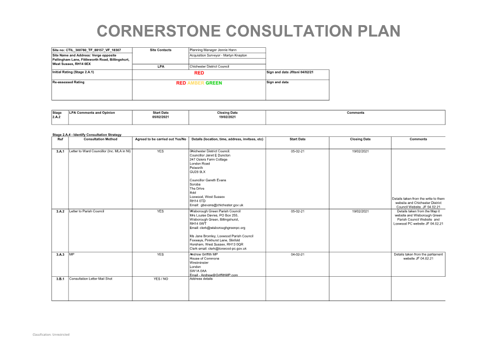 Cornerstone Consultation Plan
