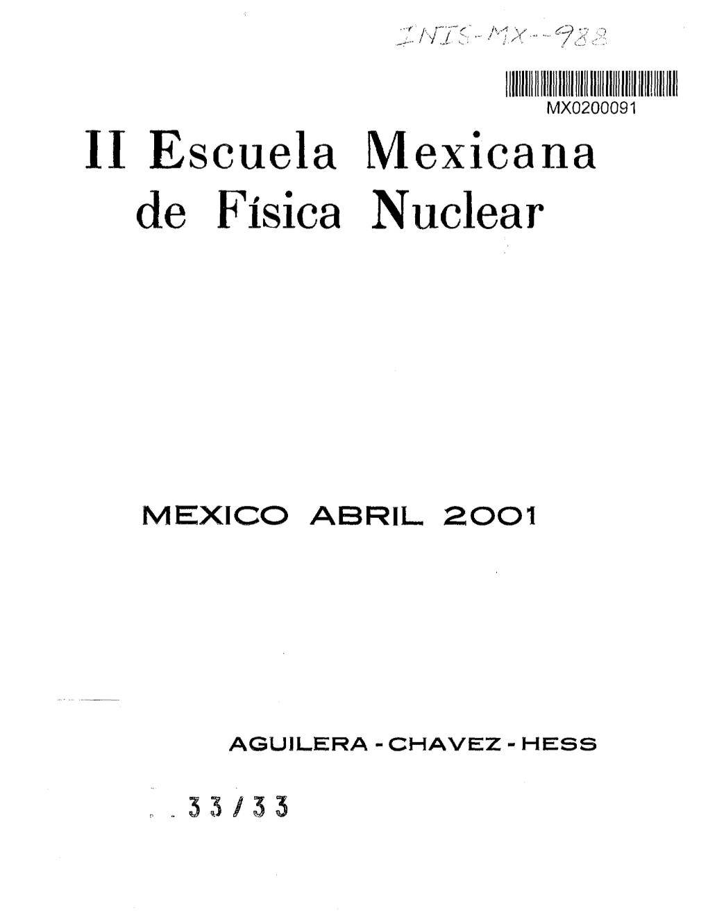 II Escuela Mexicana De Física Nuclear