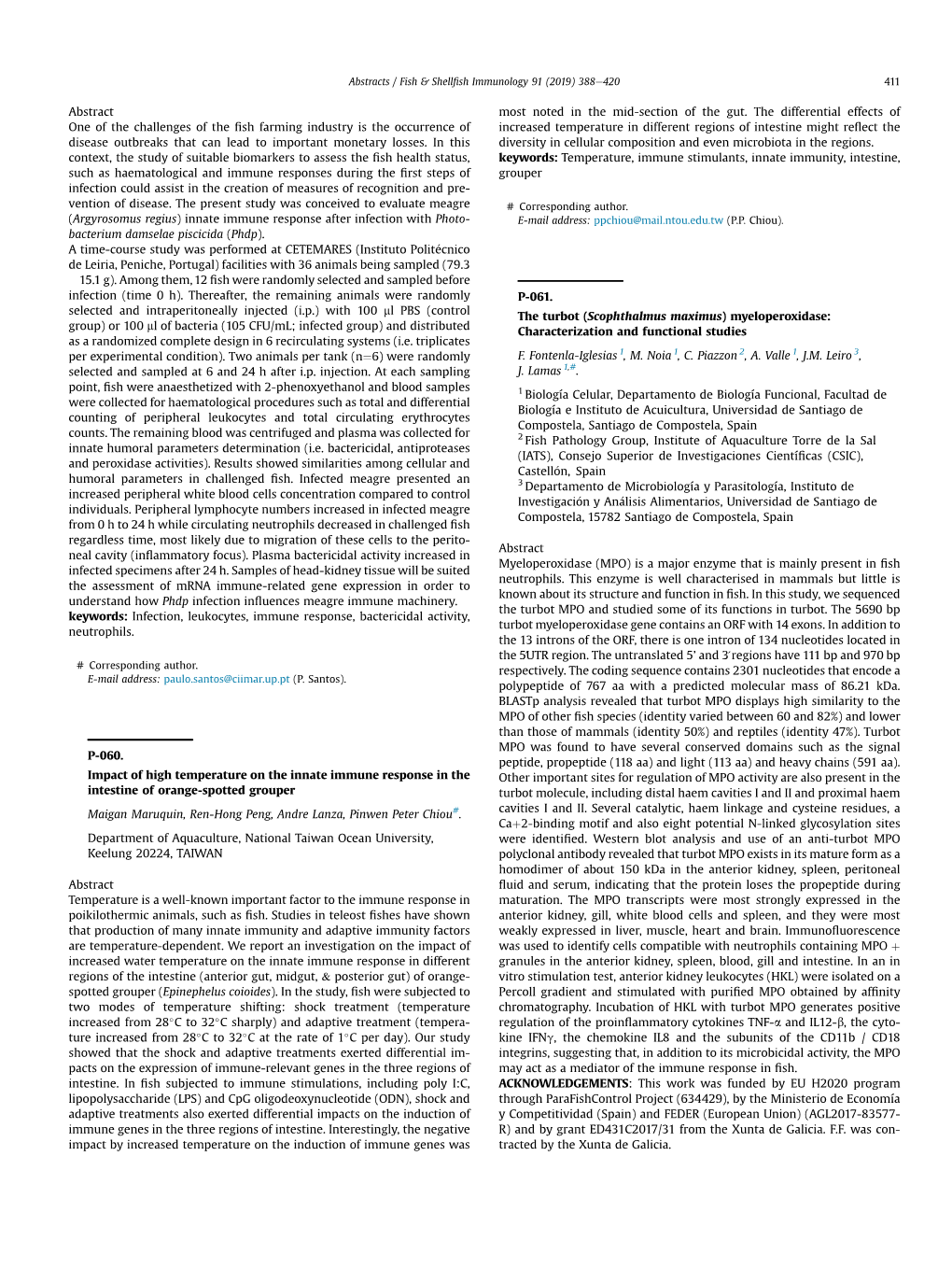 The Turbot (Scophthalmus Maximus) Myeloperoxidase: Characterization