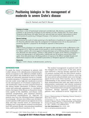 Positioning Biologics in the Management of Moderate to Severe Crohn's Disease