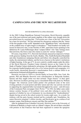 Campus Cons and the New Mccarthyism