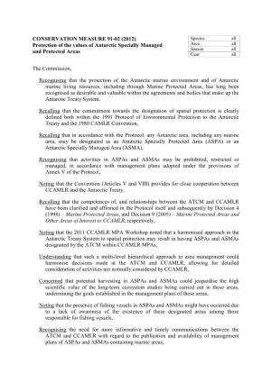 CONSERVATION MEASURE 91-02 (2012) Protection of The