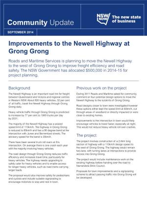 Improvements to the Newell Highway at Grong Grong Community Update