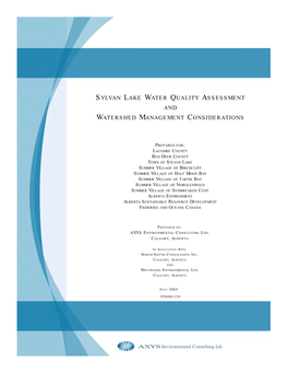 Sylvan Lake Water Quality Assessment and Watershed Management Considerations
