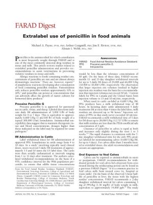 Extralabel Use of Penicillin in Food Animals
