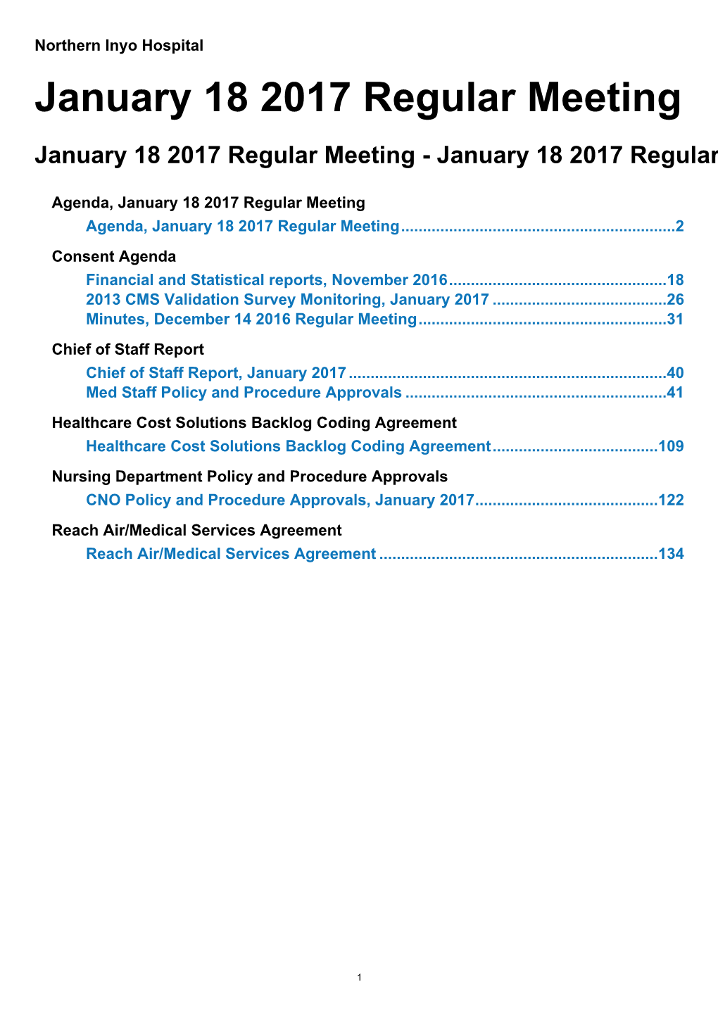 January 18 2017 Regular Meeting