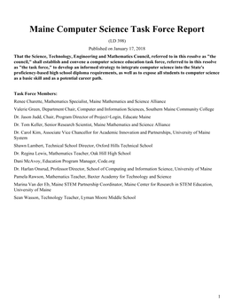 Maine Computer Science Task Force Report