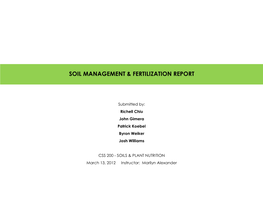 Soil Management & Fertilization Report