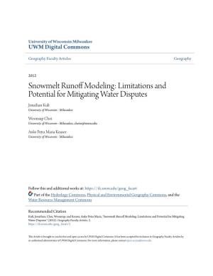 Snowmelt Runoff Modeling: Limitations and Potential for Mitigating Water Disputes