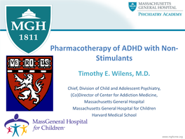 Pharmacotherapy of ADHD with Non- Stimulants