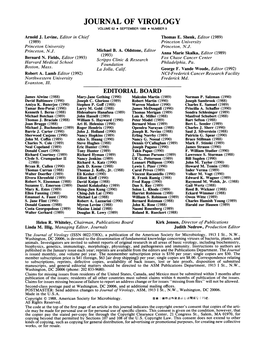 JOURNAL of VIROLOGY VOLUME 62 * SEPTEMBER 1988 * NUMBER 9 Arnold J