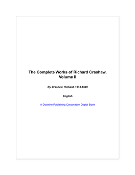 The Complete Works of Richard Crashaw, Volume II
