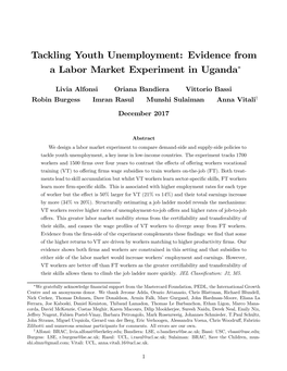 Tackling Youth Unemployment: Evidence From