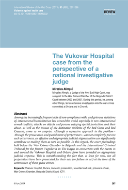 The Vukovar Hospital Case from the Perspective of a National Investigative Judge
