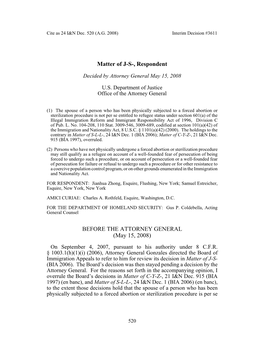 Matter of J-S-, 24 I&N Dec. 520 (A.G. 2008)